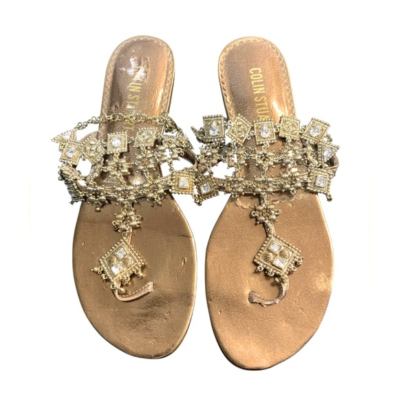 Colin Stuart Gold Chandelier Jeweled Sandals - Picture 6 of 11
